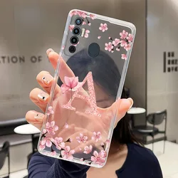 Transparent Slim Silicone Floral Phone Case with Letter Design for Tecno Camon 17 (TPU - TPU7A)