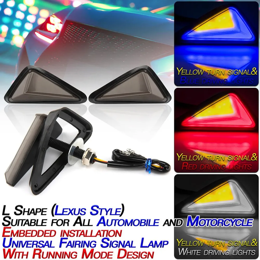 

Motorcycle LED Turning Signals Light Smoke Triangle Flush Mount Waterproof Motorcycle Turn Signal Blinker Flashing Lights
