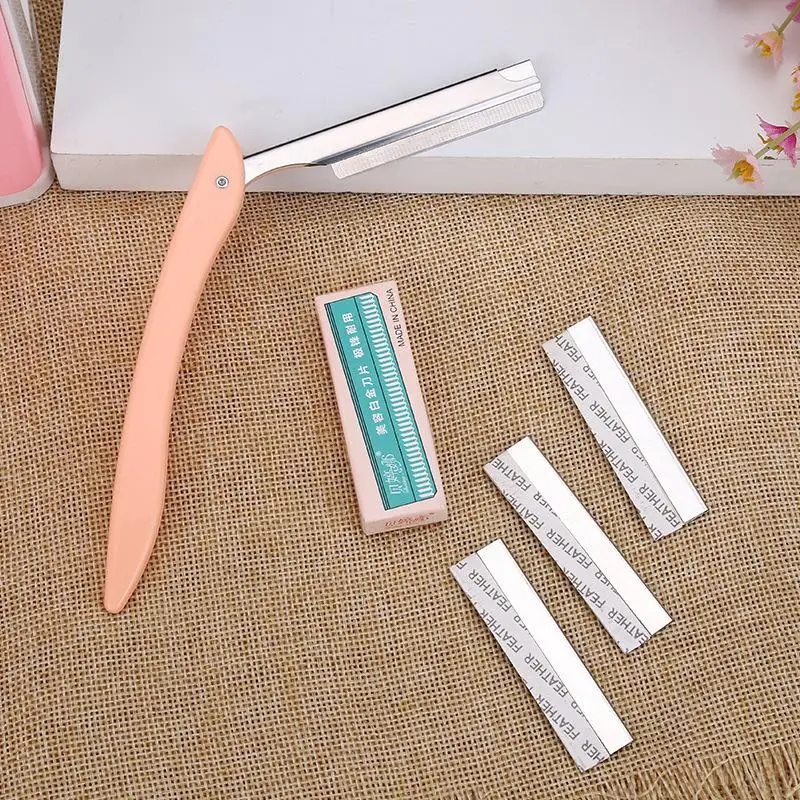 Portable Eyebrow Trimmer 10 Razors Eye Brow Shaper Shaver Face Razor Blade Facial Hair Remover Makeup Tools For Women eyebrow trimmer set,eyebrow trimmer,eyebrow razor set,eyebrow razor,eyebrow trimmer blade