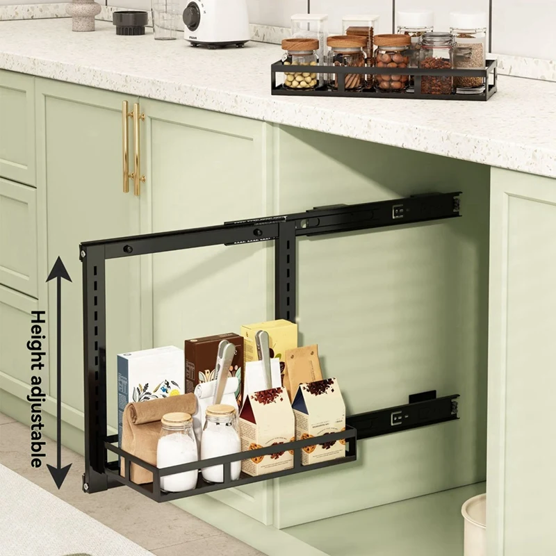30CM Two-Tier Kitchen Sink Storage Rack With Pull-Out Baskets For Bathroom Organization