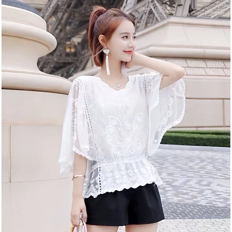 Detailed Butterfly Embroidery and Lace View