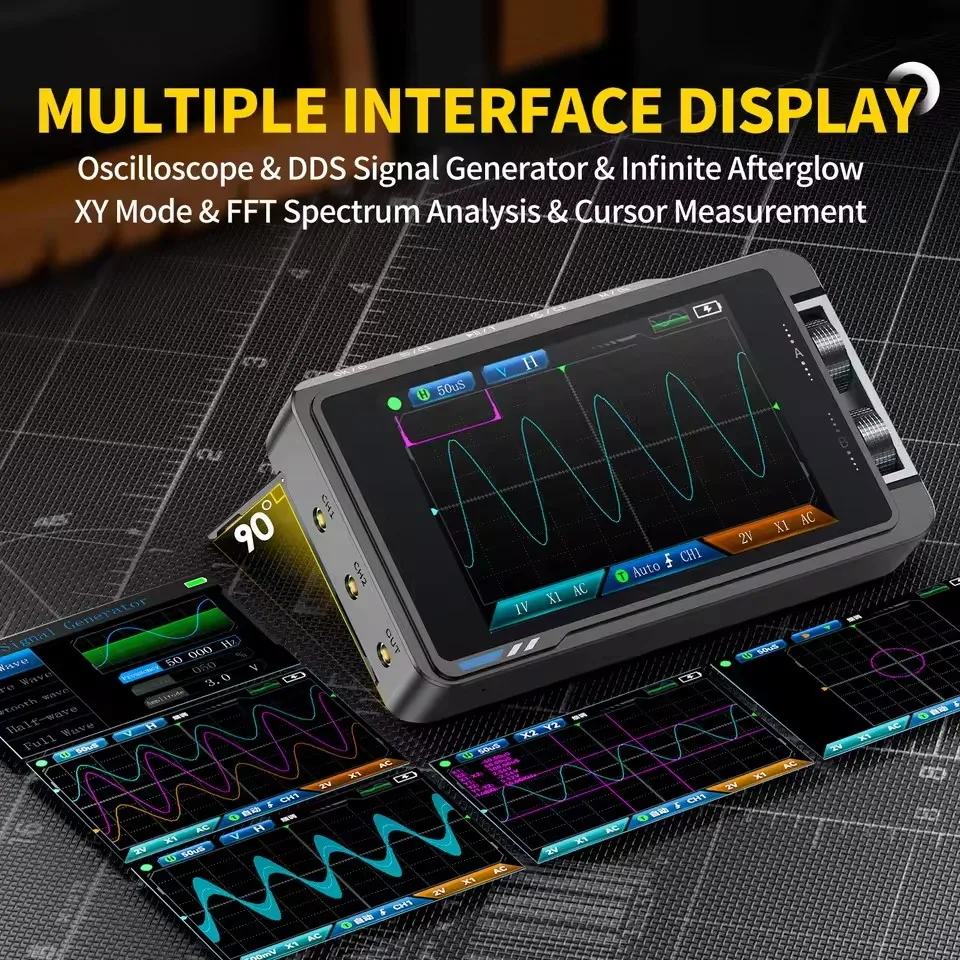 Digital Oscilloscope Signal Generator FNIRSI DS215H Handheld Small Hd Screen Digital Oscilloscope + Signal Generator 2IN1 Dual Channel 50MHZ Automatic