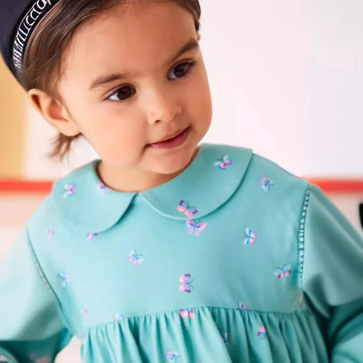 Children's Clothing Turndown Collar Cotton Cartoon Butterfly Dress Spring  Autumn Clothes Kids Baby Girls