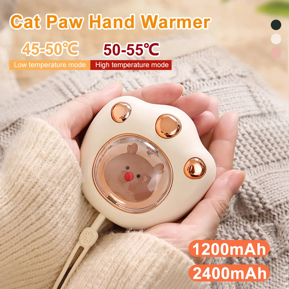 

Portable Mini Hand Warmer USB Rechargaeble Electric Hands Heater Cute Cat Claw Shaped Power Bank For Winter Outdoor Camping
