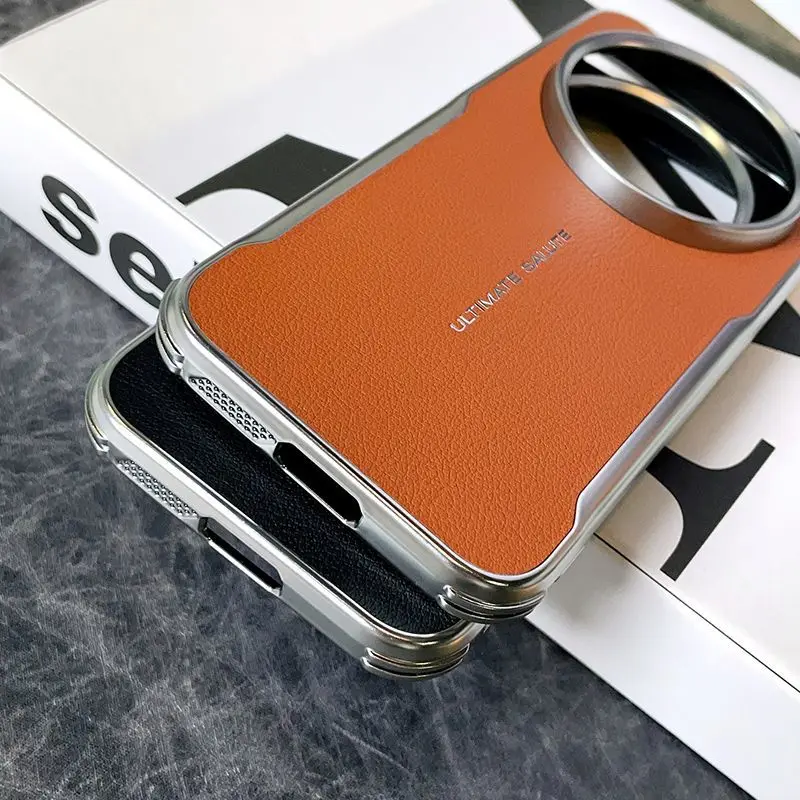Premium PU Leather Magnetic Wireless Charging Protective Back Cover Case