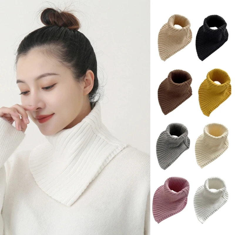 

Ribbed Knit Faux Collar Winter Autumn Detachable Sweater Turtleneck Dickey Solid Color Neck Warmer Scarf Wrap for Women