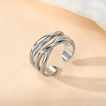 Anelli Geometrici Aperti Minimalisti in Argento Sterling 925 per Donne, Gioielli Ipoallergenici Fatti a Mano, Regalo di Moda per Feste