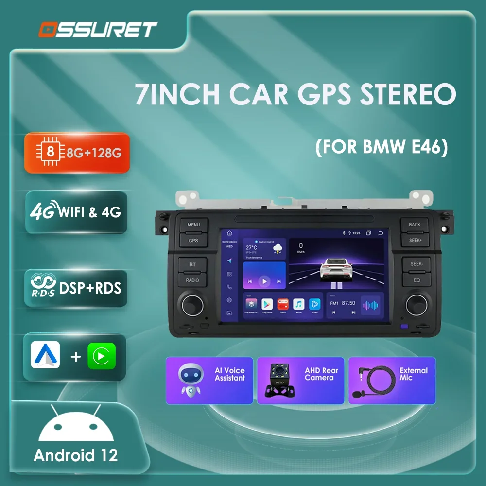 

Android 12 Car GPS Navigation Auto Radio Player For BMW 3 E46 Rover 75 MG ZT 1999-2005 Multimidia 2Din Stereo 1080P BT WIFI