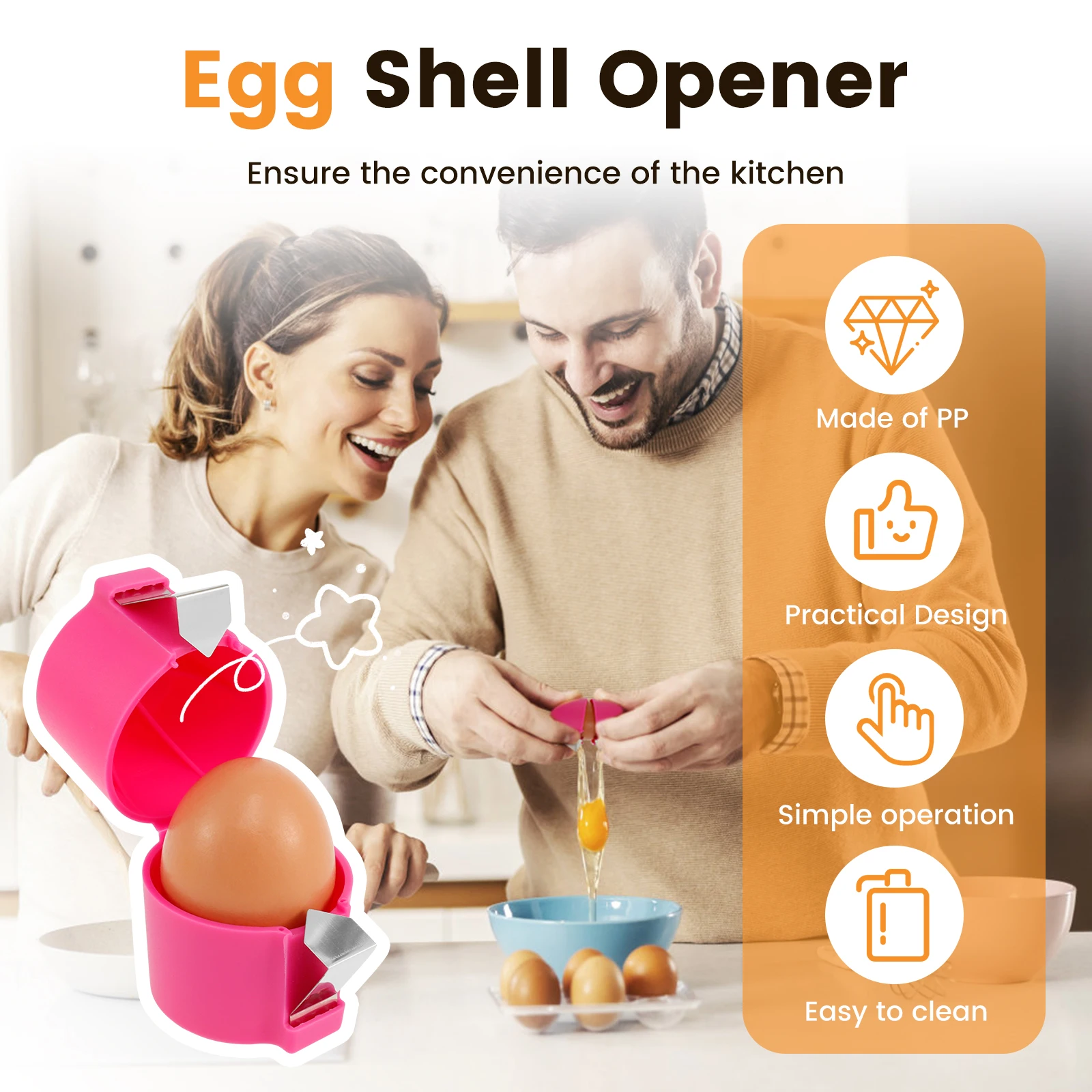 3 Pcs Egg Shell Opener Handheld Egg Opener Tool Portable Cracker Tool Effortless Breaker Convenient Shell egg shell opener egg opener