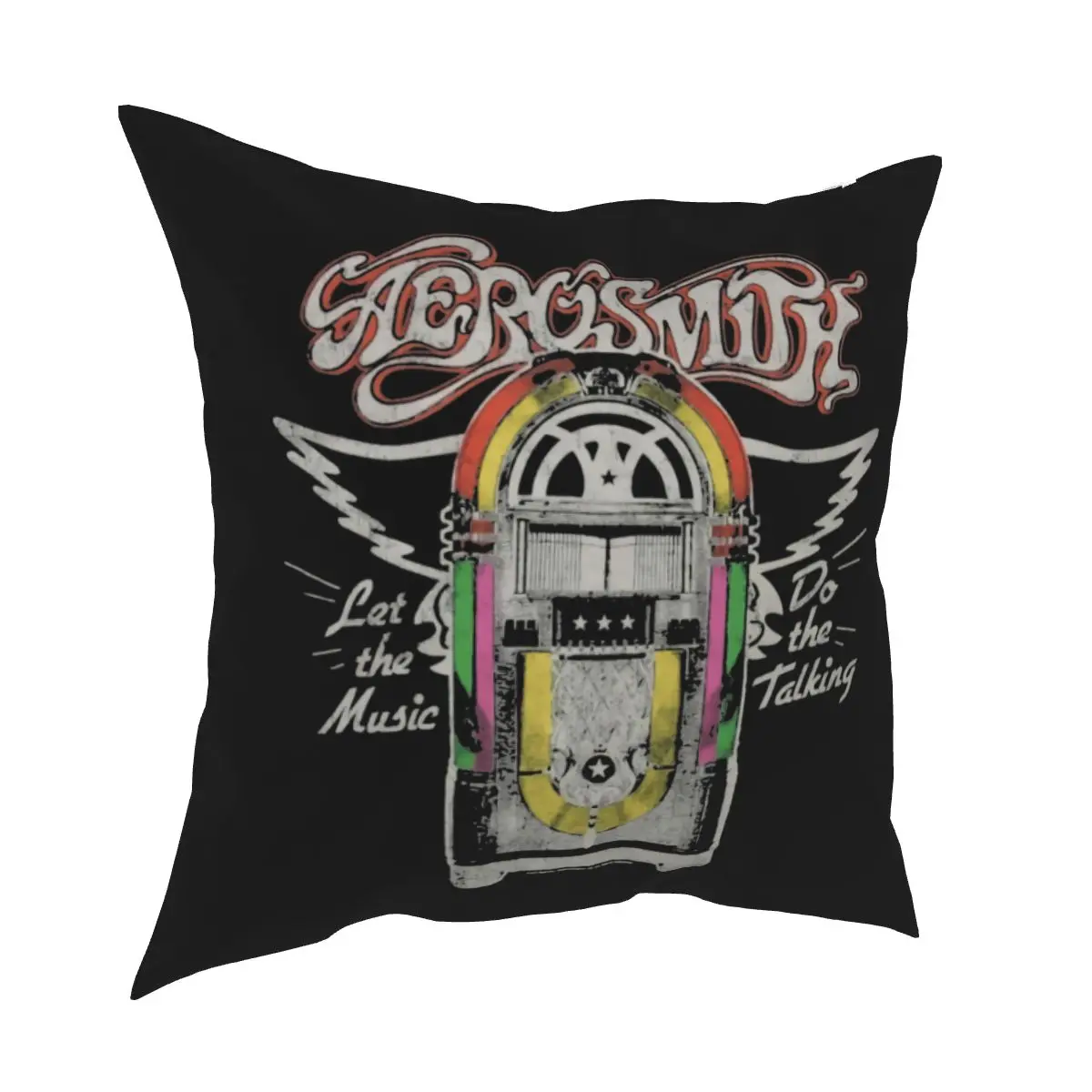Soft Aerosmith Let The Jukebox Do Talking Rock Band Pillowcase Throw Pillow Cover For Room Skin Care Comfortable |