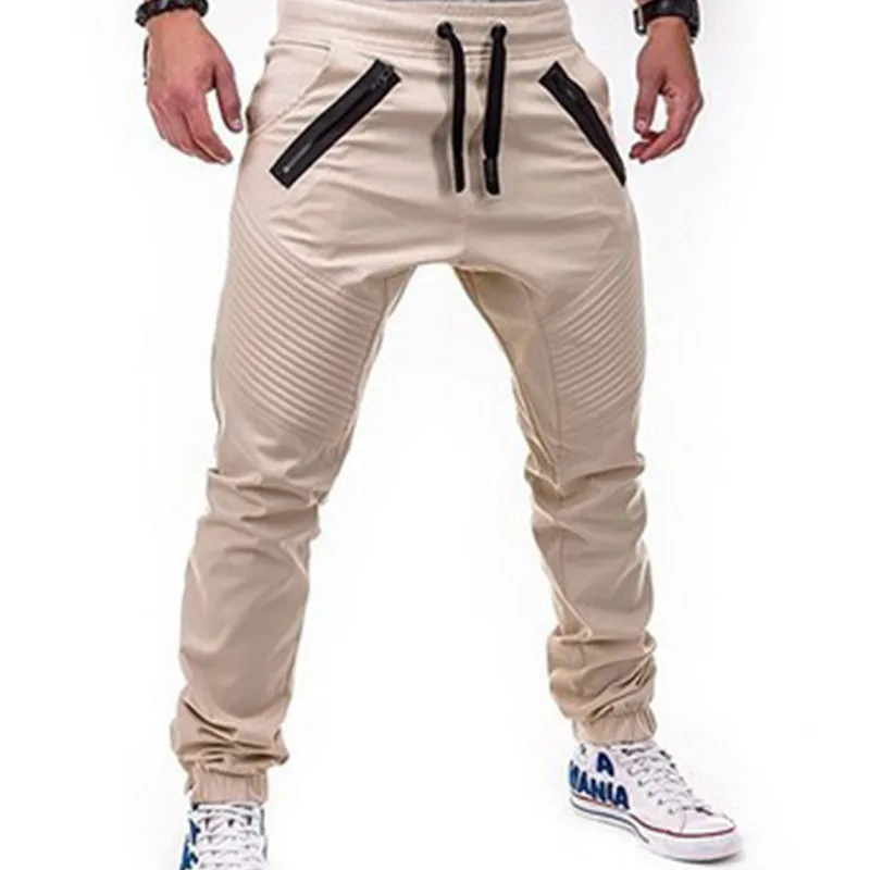 KPOP Fashion Style Harajuku Slim Fit Trousers Loose All Match Casual Sweat Pants Cotton Solid Pockets Zipper Tether Leggings
