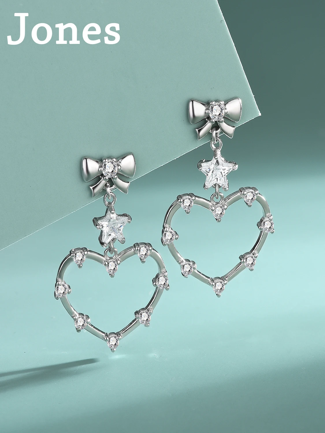 

S925 Sterling Silver Bow Stud Earrings With Pentagram Zirconia Fashion Minimalist Heart Shaped Jewellery Wholesale