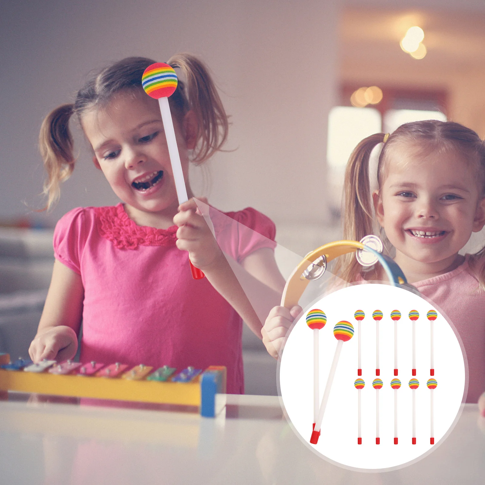 

Drumstick Musical Instruments Kids Sticks Lollipop Practice Plastic Classic Mallet Band Child Long Bell Mallet Band Stick