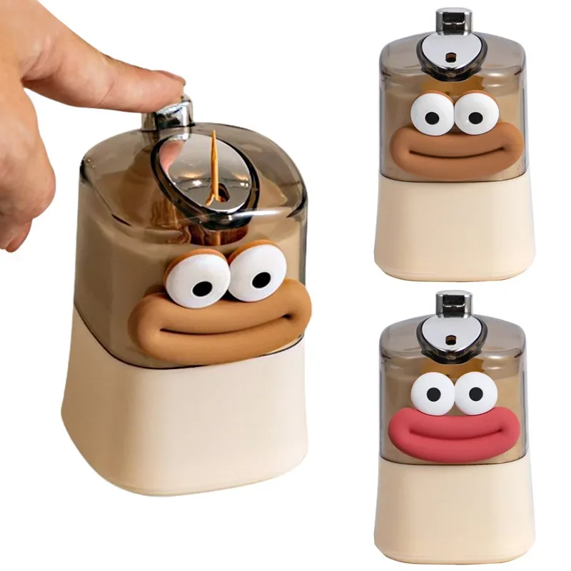Automatic Pop-up Toothpick Dispenser Plastic Toothpick Case Box Press Storage Box Decorative Holder toothpick case