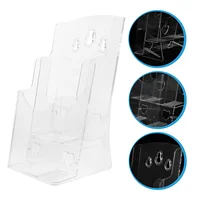 Acrylic Vertical Stationery Shelf Transparent PET Desktop File Storage Box Organizer Brochure Holder Acrylic Pamphlet Display 1