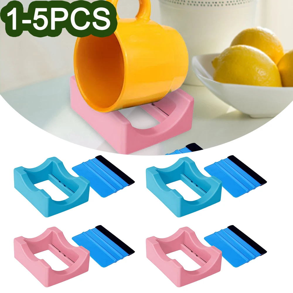 1-5PCS Silicone Cup Cradle Stand Waterproof Two Angle Support Tumbler Cradle Rack Household Anti Slip Glass Cup Slot Rack cup storage holder