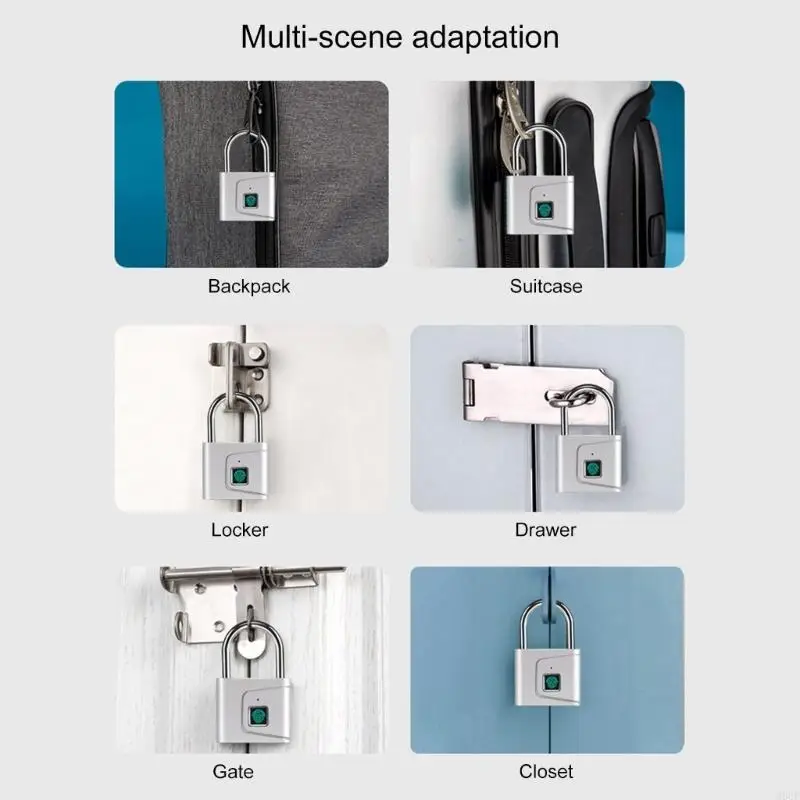 M6CF Biometric Fingerprint Padlocks Keyless Lock Sized Digital Fingerprint Lock Suitable for Gym Lockers & Outdoor Use
