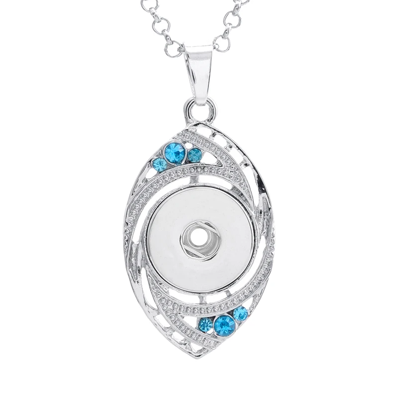 10pcs New Eye Shape Crystal Snap Button Necklace  Metal Snaps Buttons Necklaces For Women Jewelry