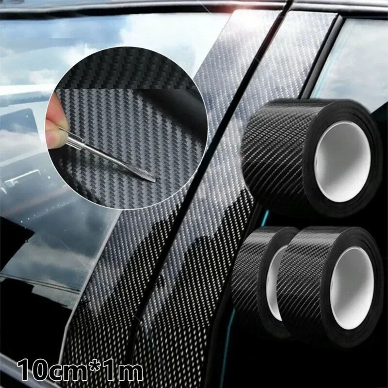 Ruban adhésif en fibre de carbone pour voiture, autocollant mural  anti-rayures, protection de pare-chocs de porte, pâte de ruban, film vinyle  imperméable rond, bricolage - AliExpress 13