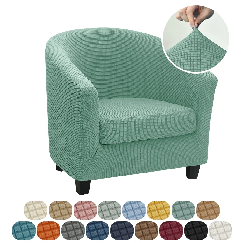 Chair Cover Sofa Cover Furniture Cover 2pcs/set Club Tub Chair Cover Solid Color Polar fleece Armchair Slipcover Elastic Sofa Slipcovers with Cushion Cover Living Room