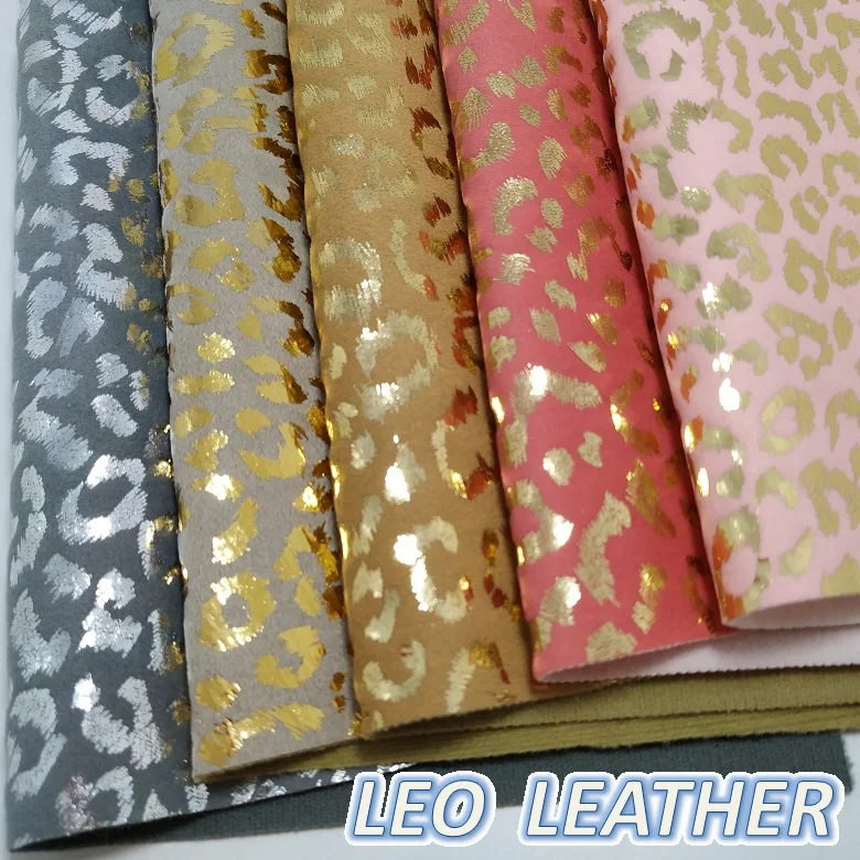 21x29cm A4 SIZE Gold and Silver Leopard Fabric PU Leather for DIY accessories One sheet leather fabric