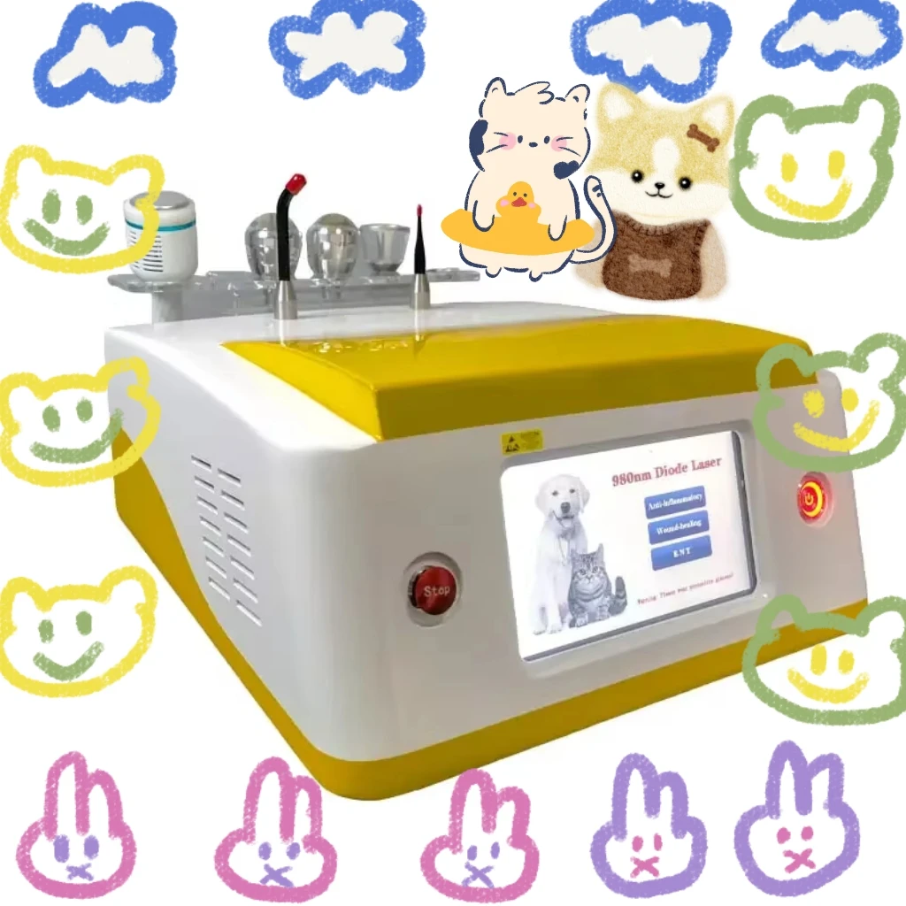 동물 진료소를 위한 새로운 디자인 980Nm 다이오드 레이저 동물 물리 치료 수의학 물리 치료 기계
