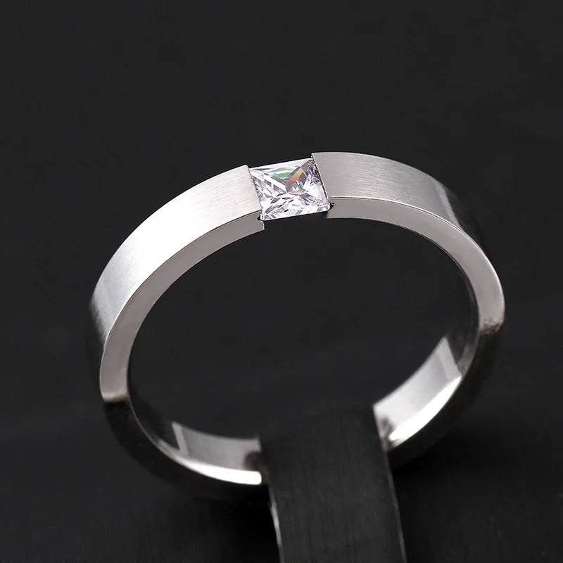 Titanium Steel Rings Titanium Steel Rings Women Minimalist Silver Color Zircon Ring Men Fashion Jewelry Frosted Scratched Free KBR180