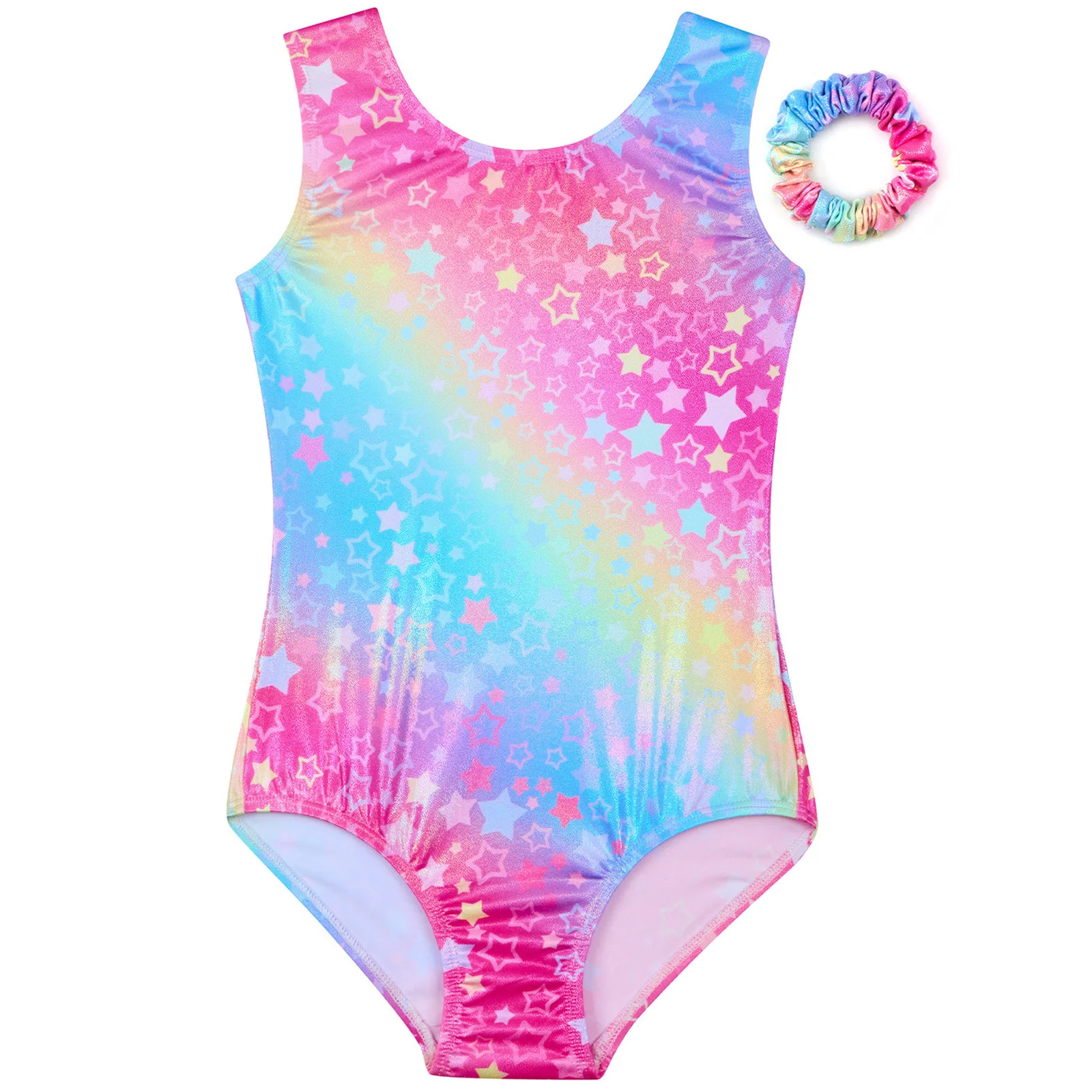 Kids Girls Figure Skating Bodysuit Ballet Outfits Fashion Colorful Leotard with Shorts Children's Gymnastics Jumpsuits Dancewear
