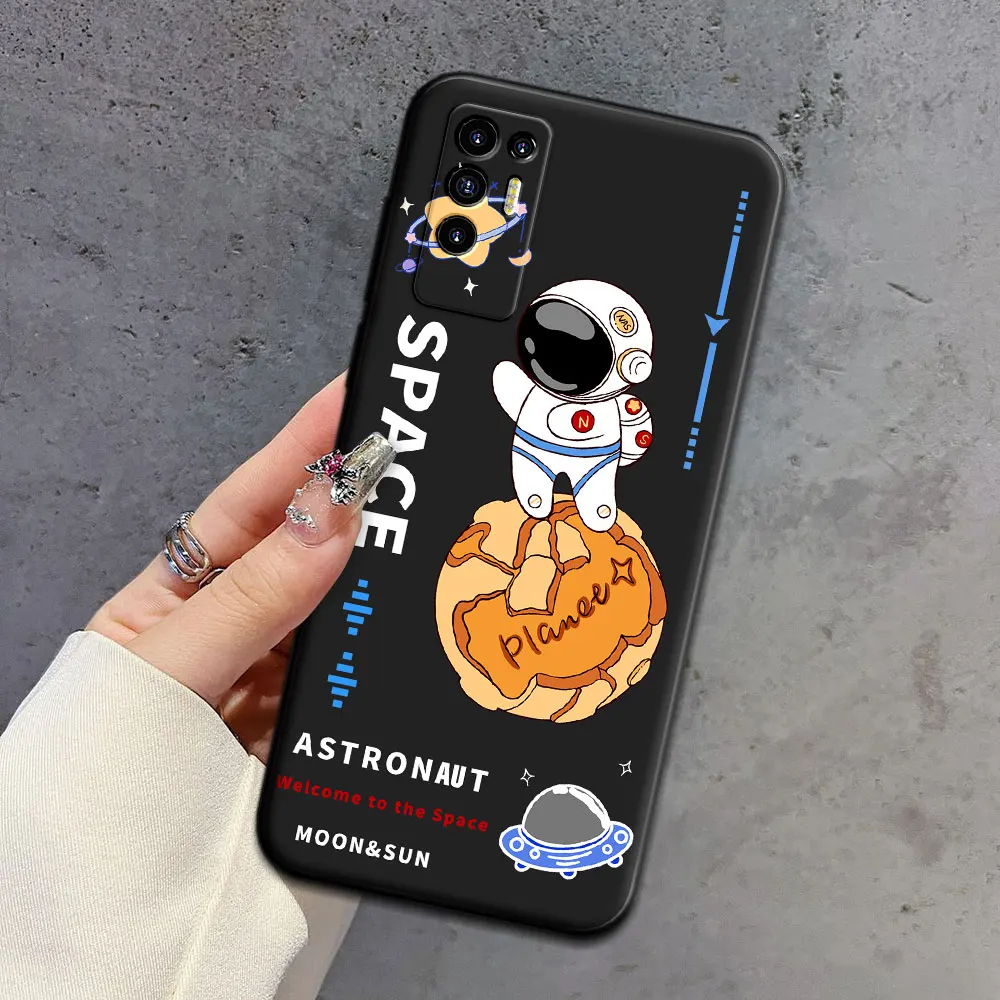 Cartoon Astronaut Silicone TPU Phone Case – Soft Protective Back Cover
