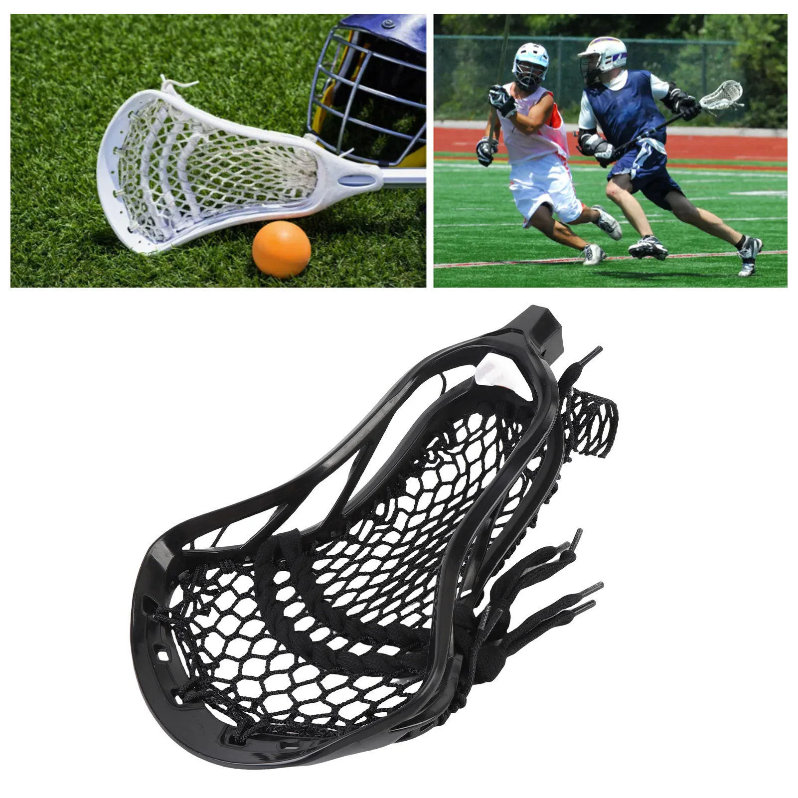 Lacrosse Head Mesh Strung Wear Proof Nylon Lacrosse Stick Heads for Training Competition Lacrosse Accessories for Practice