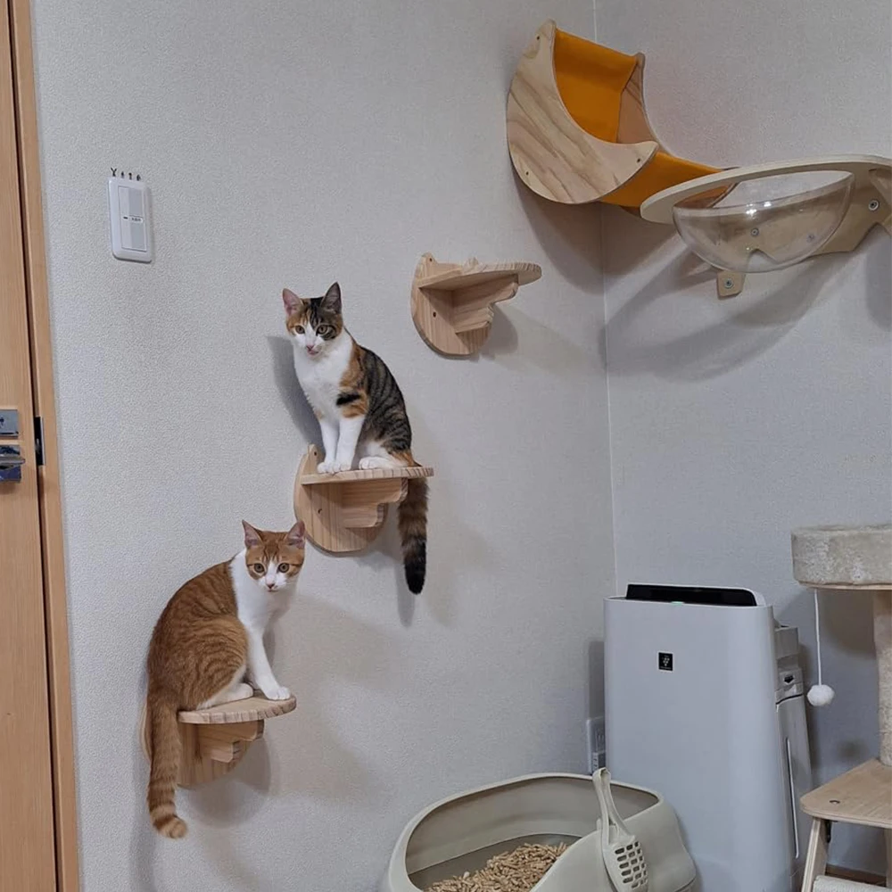 Title 2, Wooden Wall Cat Climbing Cat Sisal Scratching P...