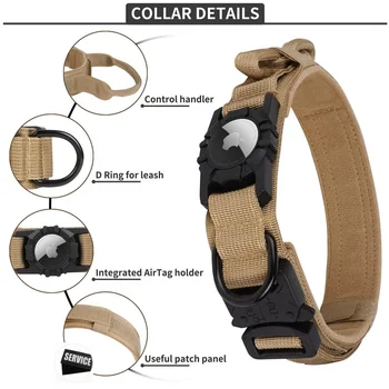 Adjustable Nylon AirTag Holder Dog Collar  Metal Buckle Pet Tactical Collar Dog Accessories Anti Last and Pet Dogs Tracing Safe 4