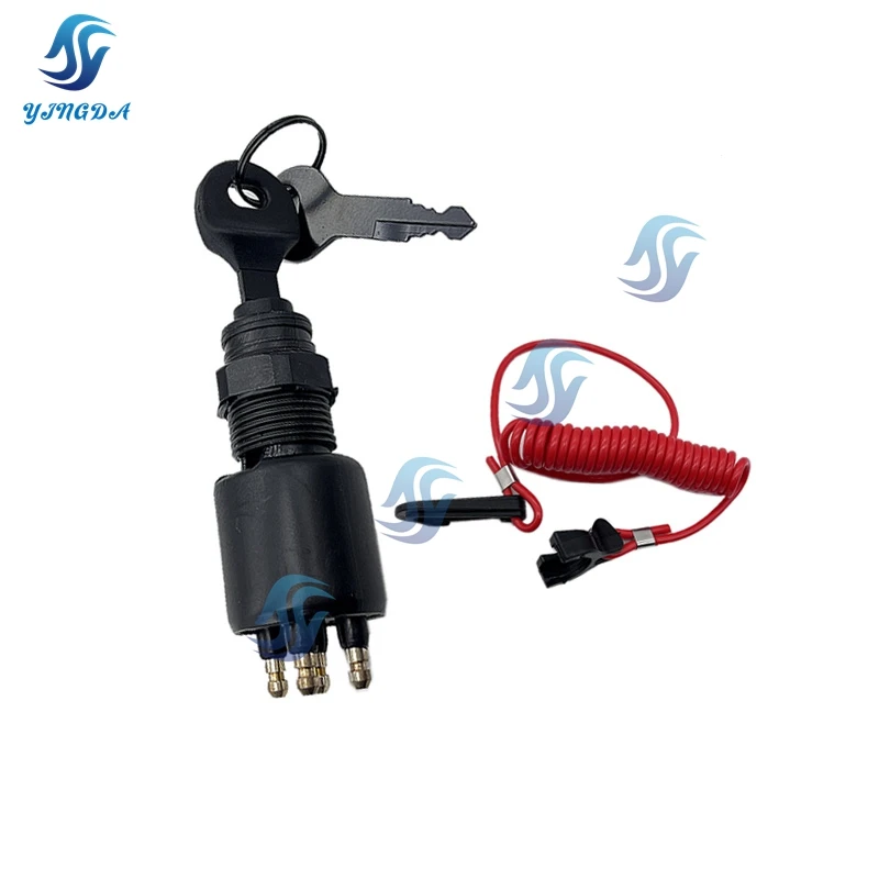 175974 5005801 Ignition Switch & Key Assembly With Lanyard for OMC Johnson Evinrude 40-200HP Outboard Motor rocker switch marine accessories marine hardware engine kill switch