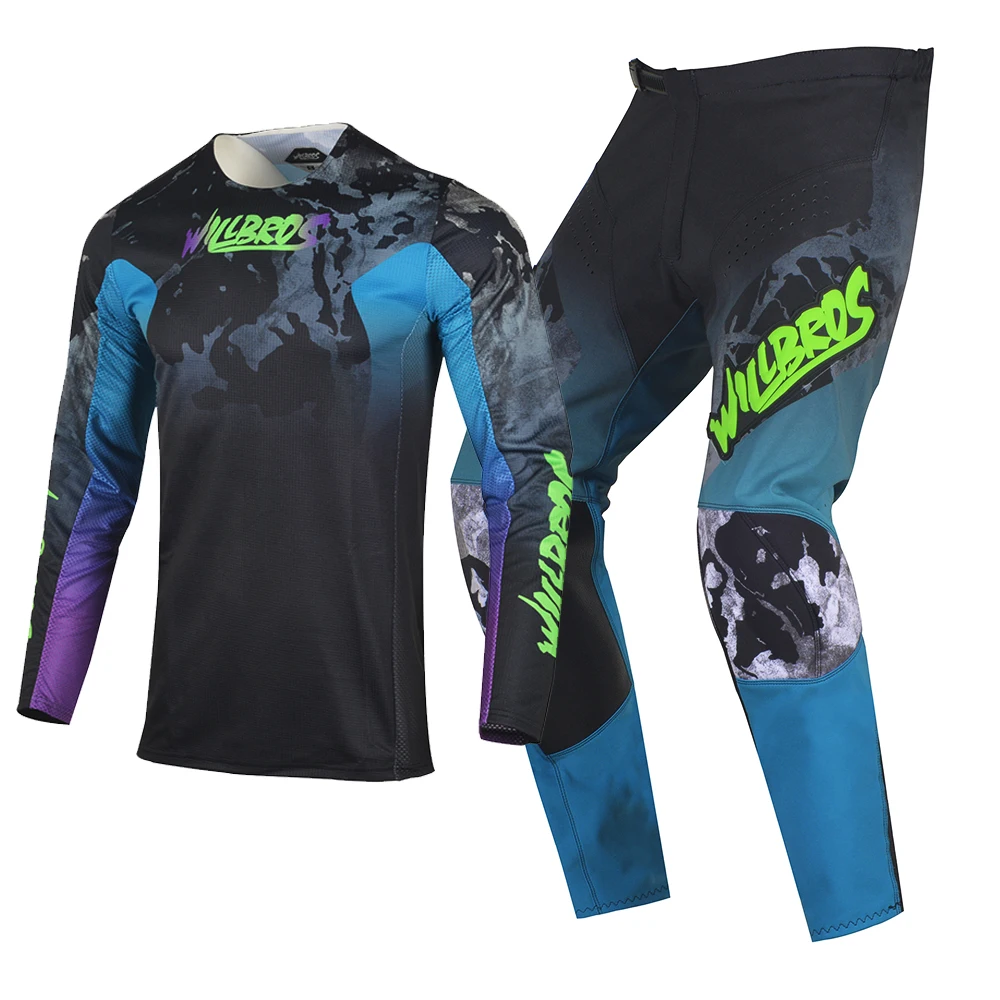Willbros Mx Jersey Pants Combo Motocross Dirt Bike Offroad Enduro Green Camo Race Suit Flexair Mach Stretch Protective Outfit