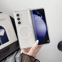 Sleek Transparent Magnetic Wireless Charging Phone Case with Hinge Protection - Galaxy Z Fold 8 Ultra (Clear with Hing Case)