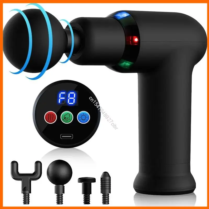

Cool LED Light Massage Gun Hot Compress Electric Massager Deep Tissue Muscle Neck Body and Back Relaxation
