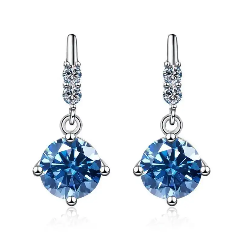 1 Karat 2CT runde Moissanit-Ohrringe für Damen, 925er Sterlingsilber, luxuriöser edler Schmuck, bestehen den Diamanttester – Detail 6