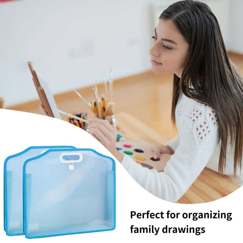 2pcs Thickened A3 Art Portfolio With Handles 3d Transparent File Bag Container Large-capacity Album Storage Pouch Dropship
