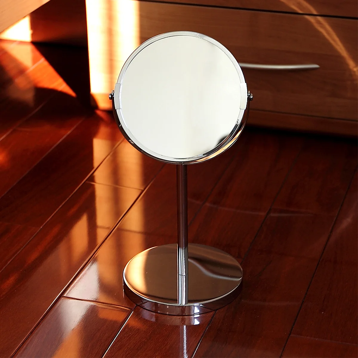 Magnifying Makeup Mirror Round Stand for Tabletop, Bedroom Vanity Desk 1X and 2X Magnification, 360 Swivel Round Mirror