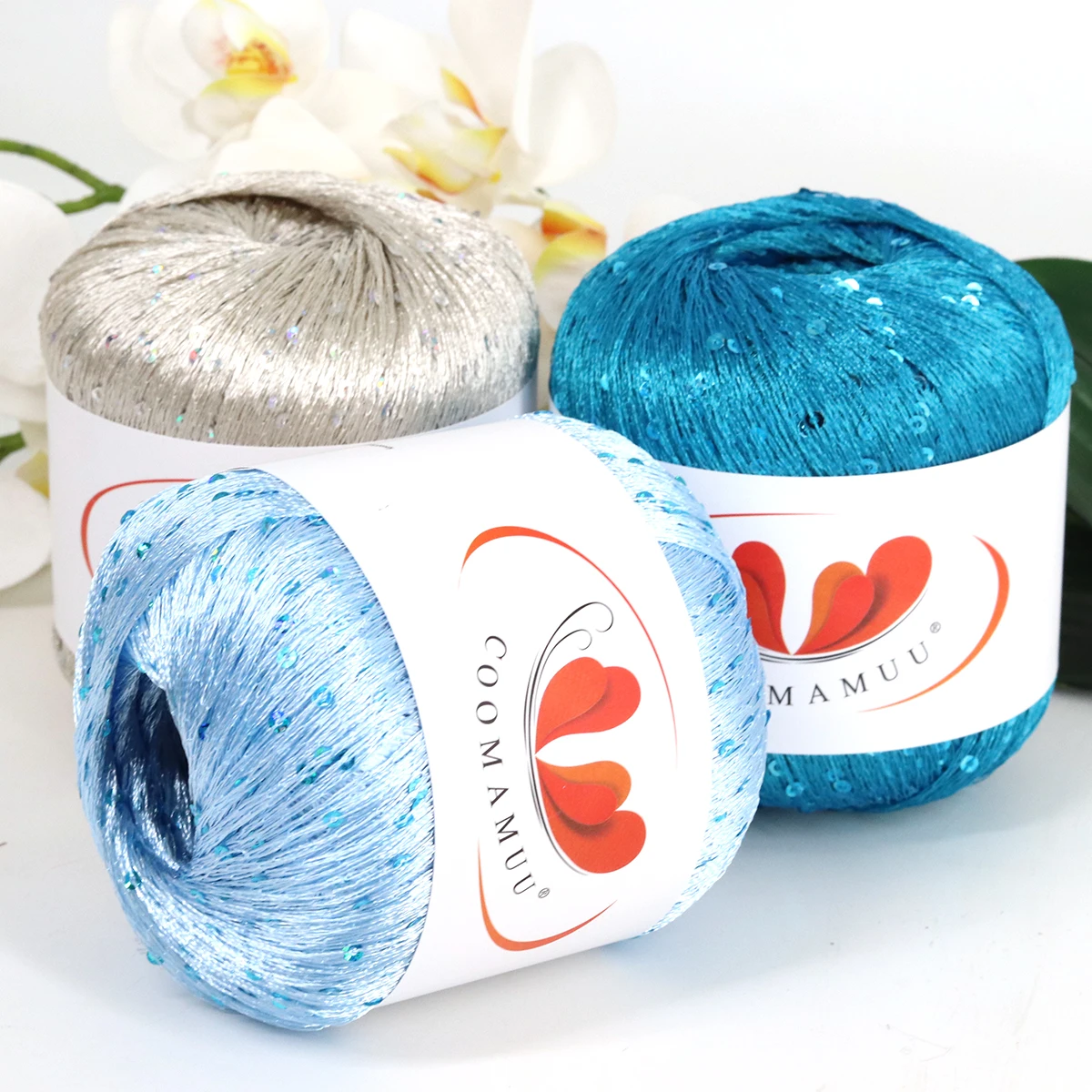 50G пряжа Sequin Stitch Yarn Line Yarns Hand Crochet Threads Parnter Yarn Summer Ice Silk Mercerized Yarn 265meters 2