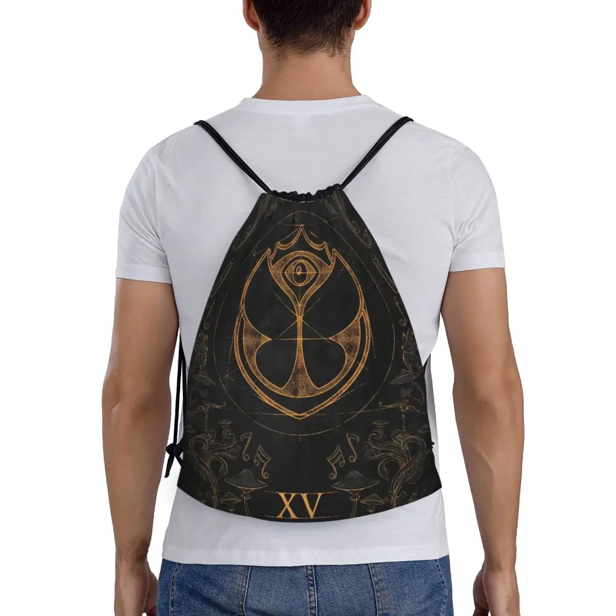 Custom Tomorrowland Belgian Electronic Dance Drawstring Bag Men Foldable Sports Gym Sackpack Music Festival Shopping Backpacks 5