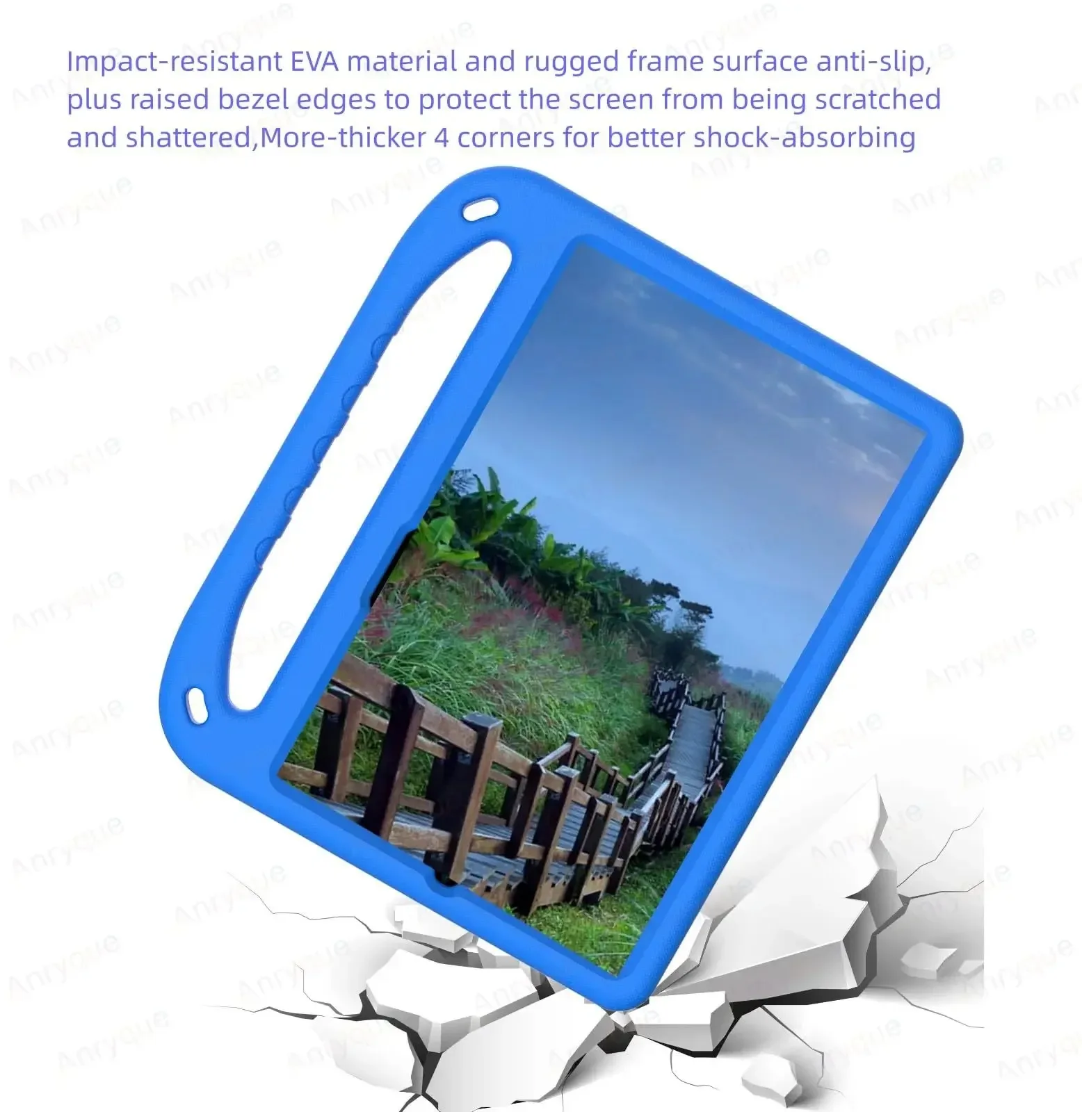 Durable Kids EVA Tablet Case with Stand and Handle - Shockproof, Non-Toxic Full Body Protection