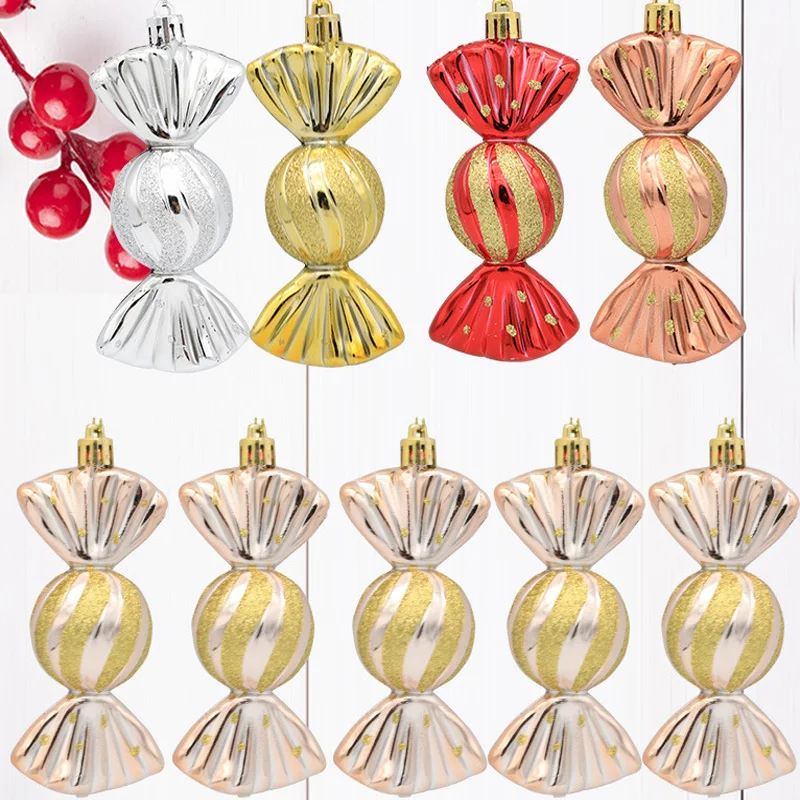 

5Pcs Candy Xmas Ball Christmas Hanging Pendants Painted Christmas Balls Navidad Natal Xmas Tree Decor New Year 2024