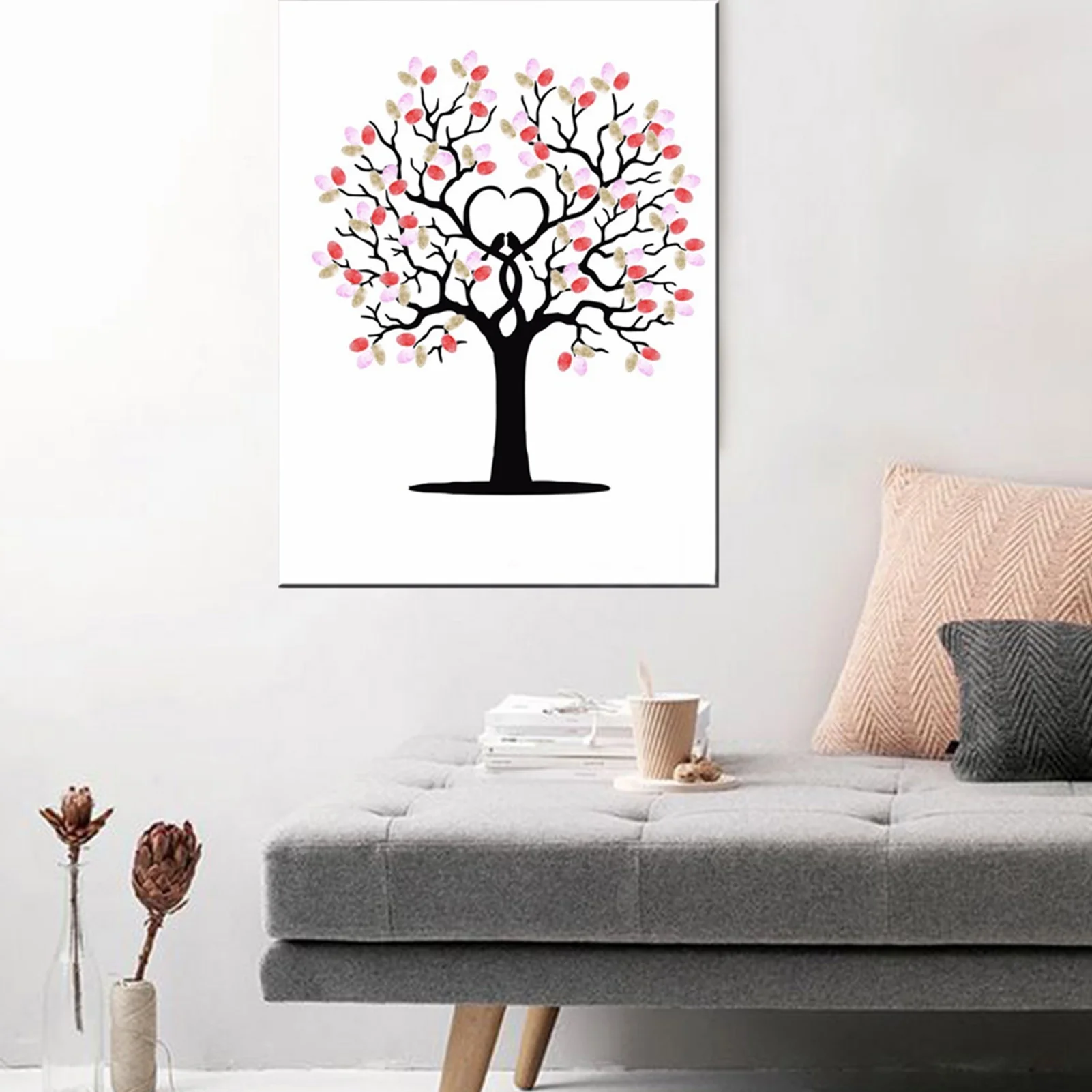 Personalize Wedding Guest Book, Gender Reveal Tree Fingerprints Guest Book, for Rustic Calligraphy Personalized Wall Art