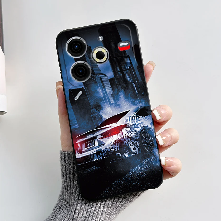 Luxury Marble Black Silicone Soft Phone Case - Elegant TPU Back Cover in 6.78