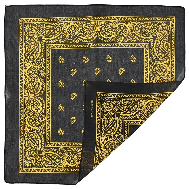 Black Popular Hip Hop Printed Cashew Flower Bandana Men Women Outdoor Headbands Square Scarves Boys/Girls Hair Accessories Gift 2