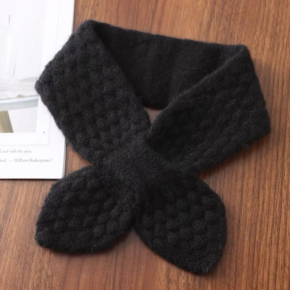 Bib Thermal Neck Warmer Scarf Thickening Snap Fastener Cross Knitted Scarf Windproof Autumn Winter Scarves Unisex 5