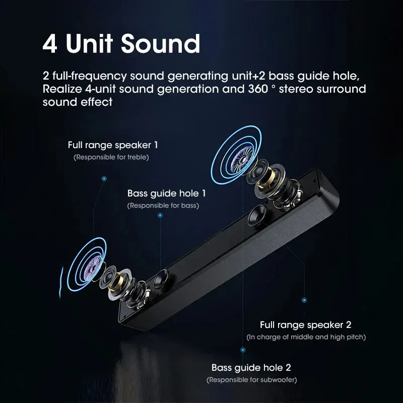 Bluetooth speaker Computer speaker Desktop speakers PC Soundbar Wired and Wireless Bluetooth Speaker USB Powered Soundbar for TV Pc Laptop Gaming Home Theater Surround Audio System