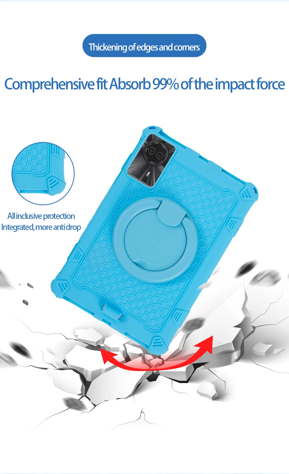 Children's 360° Rotating Stand Case with Handle Grip & Shoulder Strap