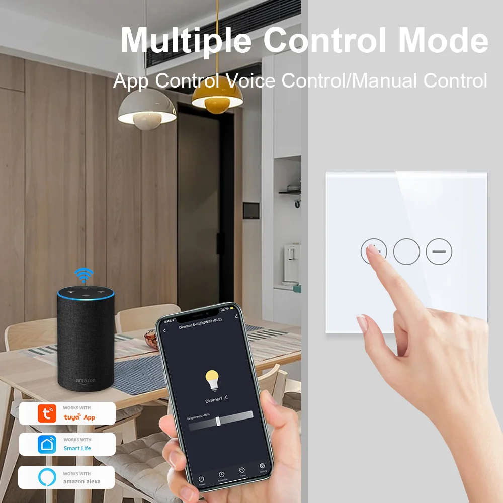 TAWOIA Smart Dimmer Switches 1Gang WiFi Control LED Dimmable Light Switch Support Tuya Google Smart Life Alexa Yandex Alice APP image_1